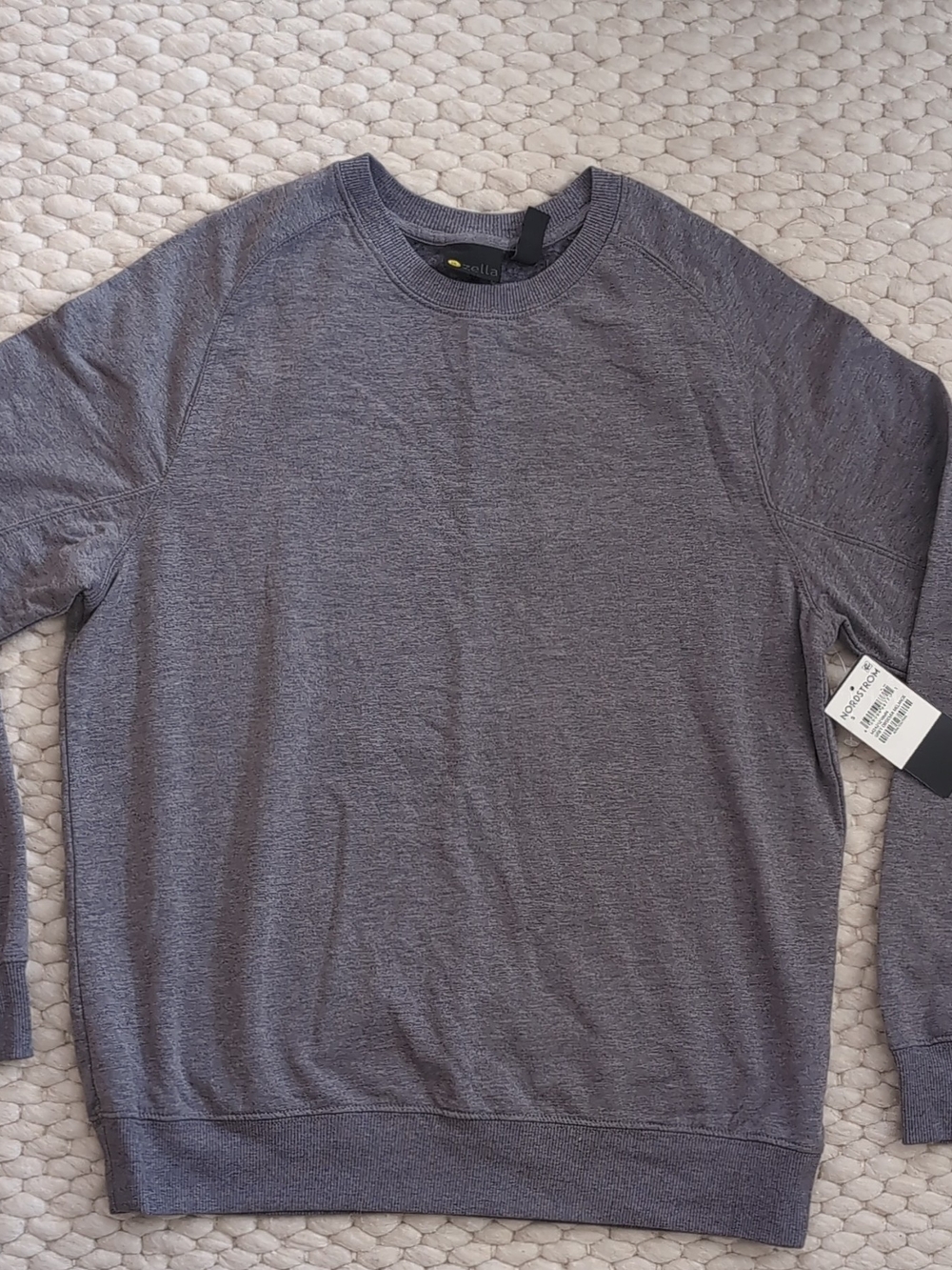 NWT Zella Gray Crewneck Raglan Long Sleeve Pullover Sweatshirt Men’s S